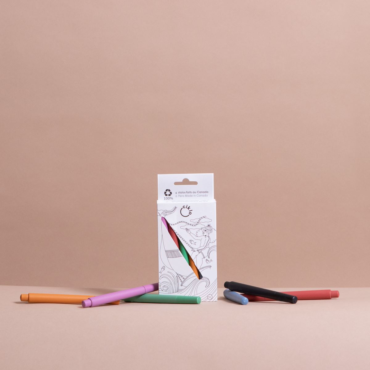 Boite de 6 stylos ciklo - couleurs de base